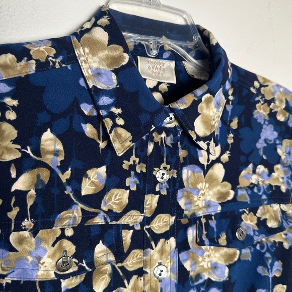Baxter & Wells Jacket Blue Floral Boho Print Front Button Collared Lightweight - Picture 6 of 17